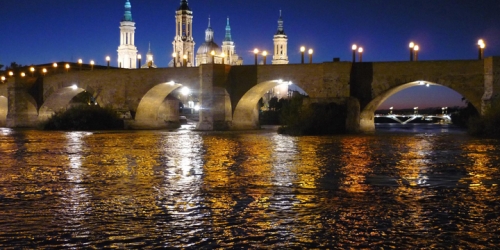 Vista sulla Cattedrale del Pilar e ponte di Pietra - Saragozza -