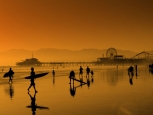 Serfisti al tramonto, Santa Monica - Los Angeles -